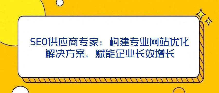 SEO供應商專家：構建專業網站優化解決方案，賦能企業長效增長