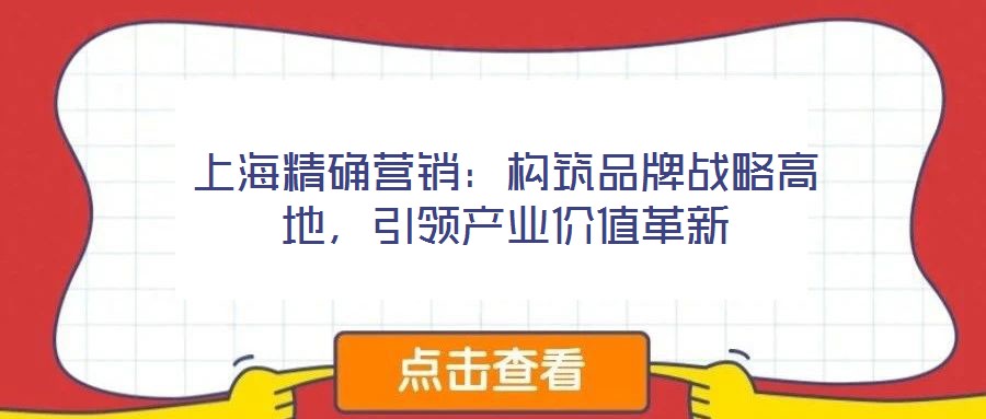 上海精確營(yíng)銷：構(gòu)筑品牌戰(zhàn)略高地，引領(lǐng)產(chǎn)業(yè)價(jià)值革新