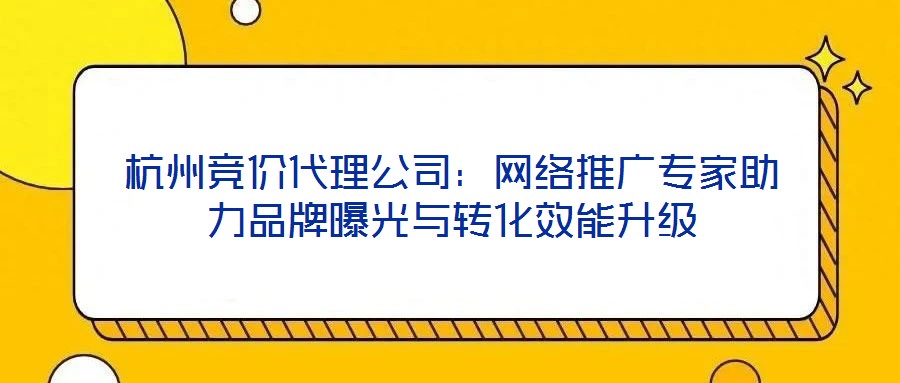 杭州競價代理公司：網(wǎng)絡(luò)推廣專家助力品牌曝光與轉(zhuǎn)化效能升級
