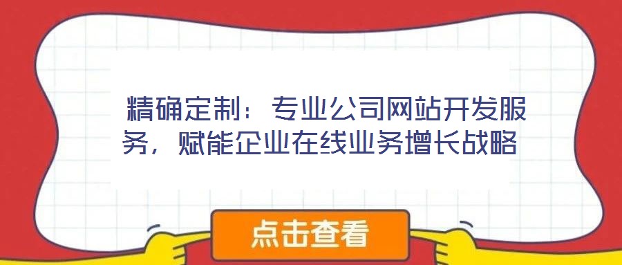  精確定制：專業(yè)公司網(wǎng)站開發(fā)服務(wù)，賦能企業(yè)在線業(yè)務(wù)增長戰(zhàn)略
