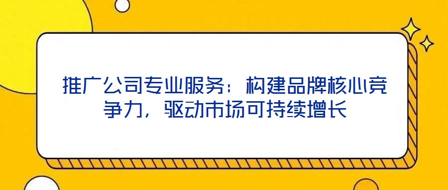 推廣公司專業服務：構建品牌核心競爭力，驅動市場可持續增長