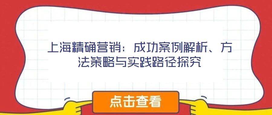 上海精確營銷：成功案例解析、方法策略與實踐路徑探究