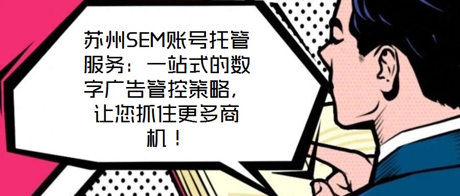 蘇州SEM賬號托管服務：一站式的數字廣告管控策略，讓您抓住更多商機！