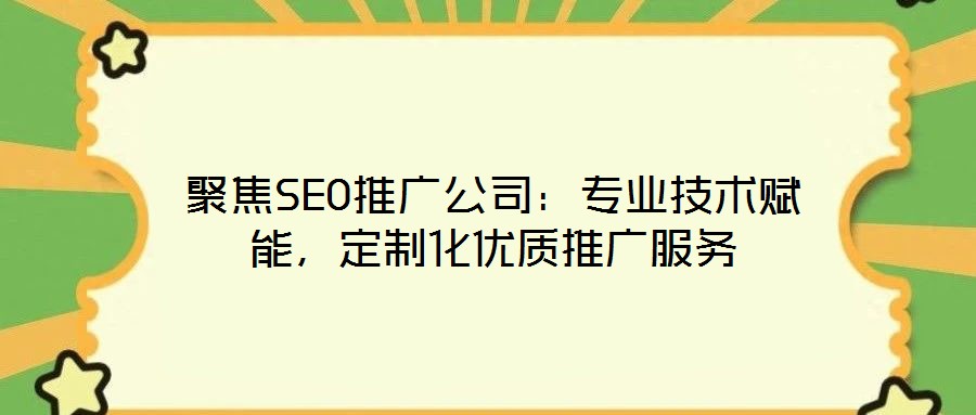 聚焦SEO推廣公司：專業技術賦能，定制化優質推廣服務