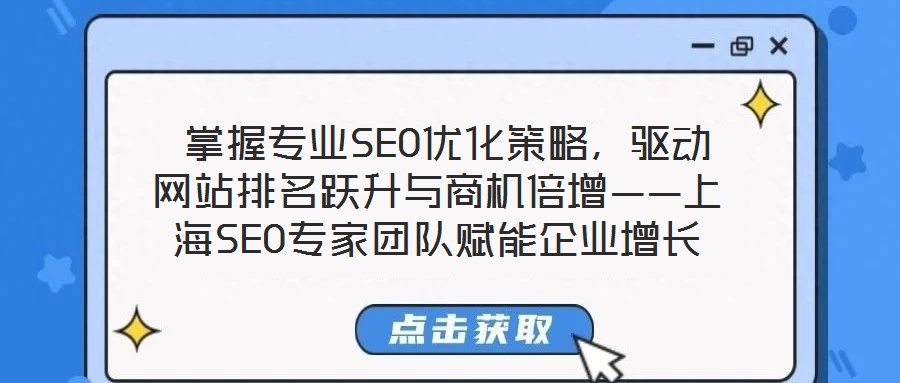  掌握專業SEO優化策略，驅動網站排名躍升與商機倍增——上海SEO專家團隊賦能企業增長