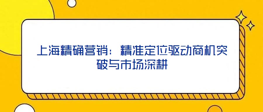上海精確營銷：精準定位驅動商機突破與市場深耕