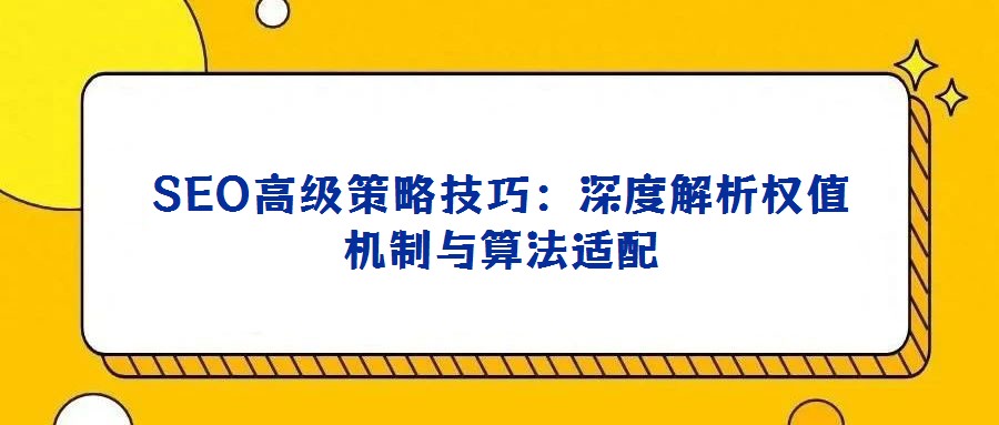 SEO高級策略技巧:深度解析權值機制與算法適配