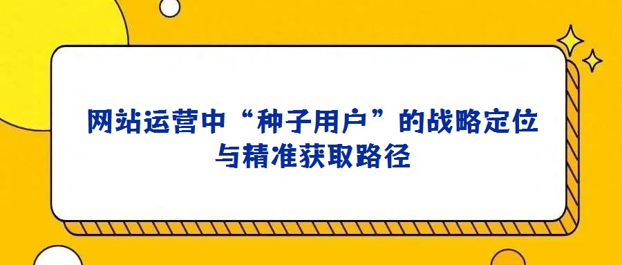 網站運營中“種子用戶”的戰略定位與精準獲取路徑